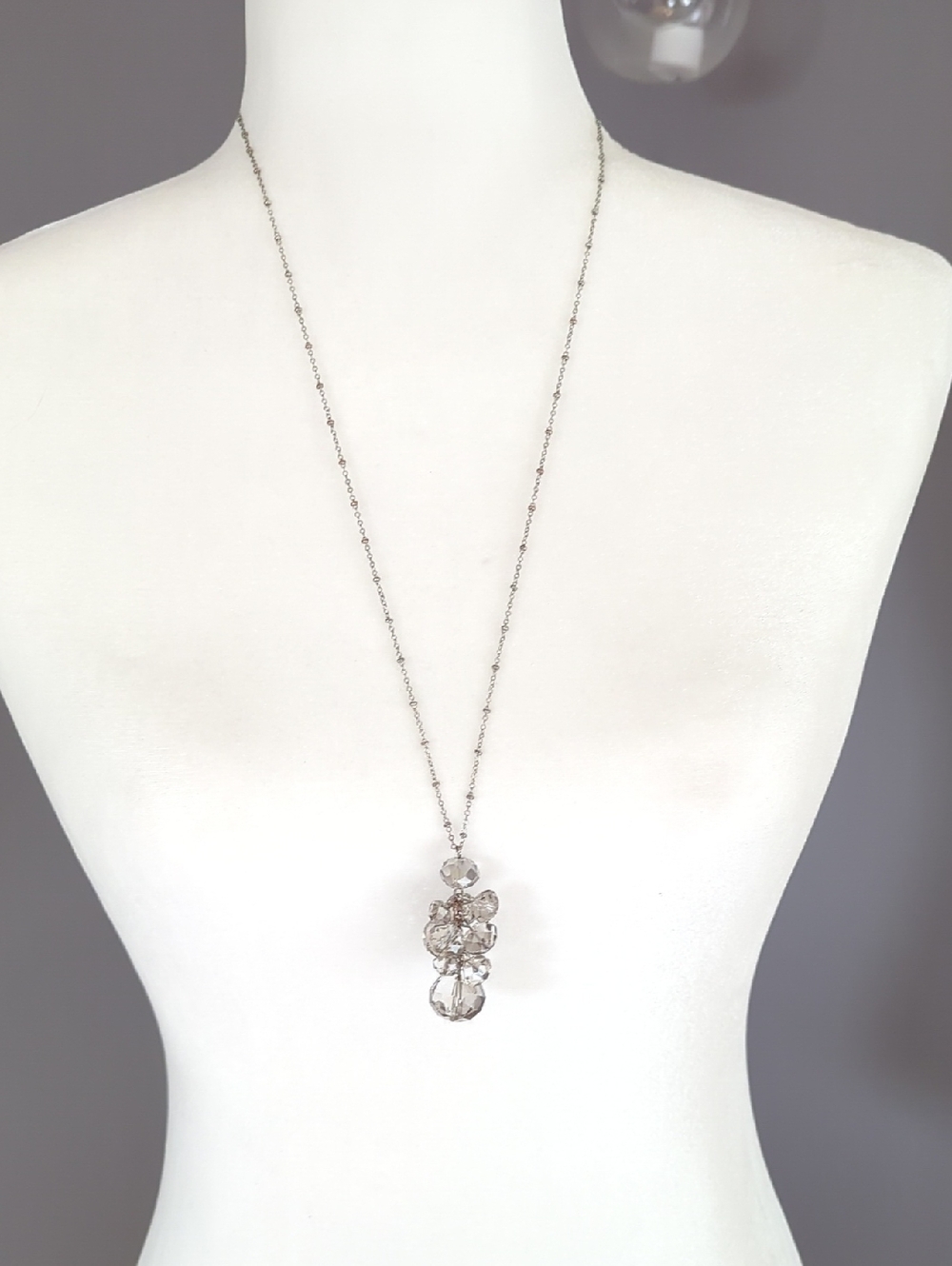 3 For $30. Elegant Silver Crystal Like Cluster Pendant Necklace - Clear